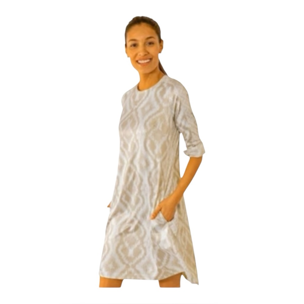 Gretchen Scott Kitt Ikat Khaki Swinger Dress